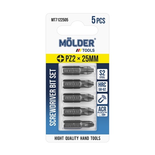 MT7122505 MOLDER Набір біт MOLDER PZ2x25мм 5шт в блістері