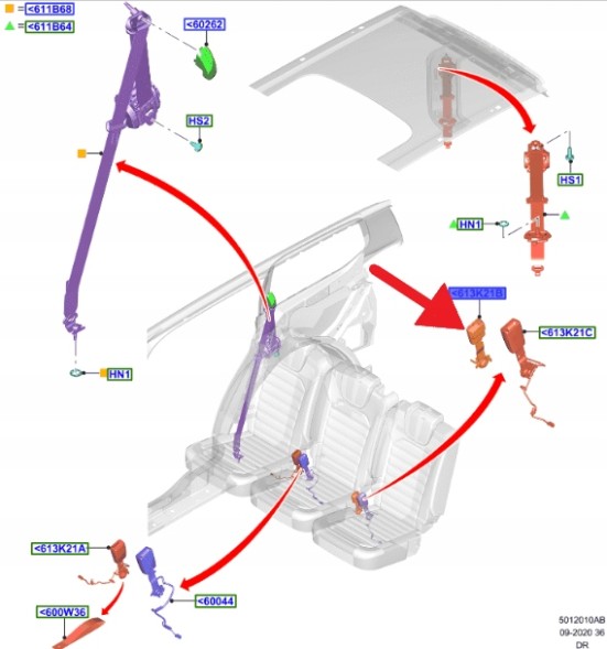 Ford OE EM2B-R60044-DF3JA6 EM2Z5860044DC ЗАЩИПКА РЕМЕНЯ БЕЗПЕКИ ЦЕНТР 2 РЯД FORD S-MAX GALAXY 15- OE 2290748 _ EM2B-R60044-DF
