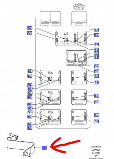 Ford OE V96VB-B63518-CA Кріплення ременів безпеки TRANSIT 1996-