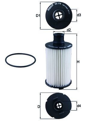 OX774D MAHLE ORIGINAL Фільтр мастил