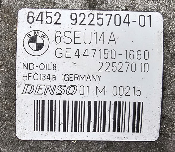 BMW OE 9225704 BMW OE PAWELAUTOCZESCI НОВИЙ ОРИГІНАЛЬНИЙ КОМПРЕСОР КОНДИЦІОНЕРА BMW E90 E91 E92 E93 F25 - 9225704
