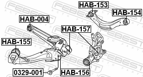 HAB 154 FEBEST САЙЛЕНТБЛОК ЗАДНЬОГО ВЕРХНЬОГО ВАЖЕЛЯ