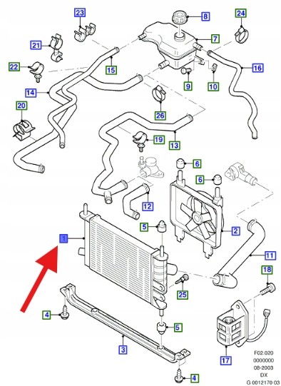 Ford OE XS6H-8005-EB Охолоджувач 1.25 zetec duratec fiesta 1995- 2002 oe 1111384 _ xs6h-8005-eb