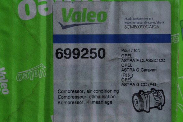 Valeo 699250 Компресор кондиціонеру opel astra gf 699250