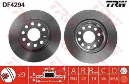 TRW GDB1386 + DF4294 VW JETTA VI (162, 163) Колодки + диски передні TRW VW JETTA VI 6 280 мм
