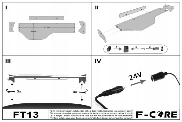 F-CORE 5904193024391 Полка для борту TIR DAF XF 95 07-13 подвійна LED