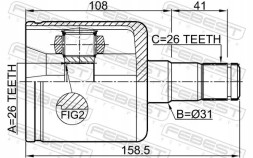 Febest 2711-S40IILH Шрус (граната) на півось 2711-s40iilh febest nissan volvo