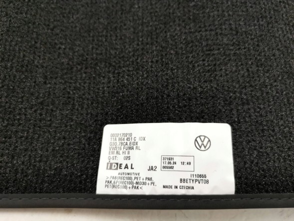Volkswagen OE 11C863011D, DWP523421OE КИЛИМКИ ВЕЛЮРОВІ КОМПЛЕКТ VW ID.4 ID4 11C863011D ОРИГІНАЛ