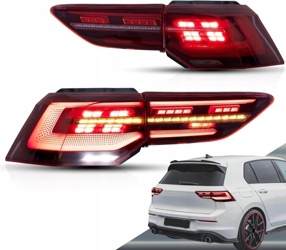 Tuning-Tec LDVWV2 СВІТЛОДІОДНІ ЗАДНІ ЛІХТАРІ ДИНАМІЧНІ LED BAR ЧЕРВОНІ для VW GOLF 8 VIII 19-24