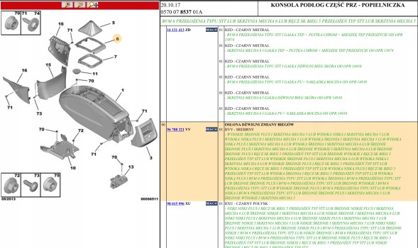Citroen OE 96788321VV CITROEN C4 PICASSO II КРИШКА РУЧКИ ПЕРЕКЛЮЧЕННЯ ПЕРЕДАЧ