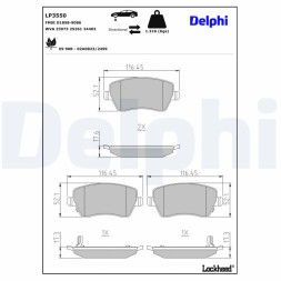 LP3550 DELPHI Комплект гальмівних колодок з 4 шт дисків