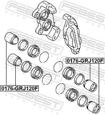0176 GRJ120F FEBEST ПОРШЕНЬ СУПОРТА ГАЛЬМІВНОГО ПЕРЕДНЬОГО