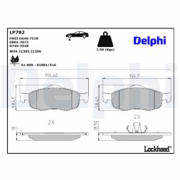 LP782 DELPHI Комплект гальмівних колодок з 4 шт дисків
