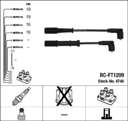 4746 NGK 4746 Комплект ізольованих проводів для свічок запалення RC FT1209