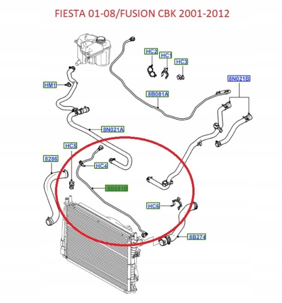 Ford OE НАДЛИШКИЙ ШЛАНГ ОХОЛОДЖУЮЧОЇ РІДИНИ FIESTA 2001-08 1337655 _ 5S6Y-8C012-BB