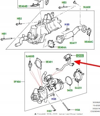 Land Rover OE LR087709 JDE34394 FW935H299AA, FW93=5H299-AA FW935H299A FW93=5H299-A Датчик тиску вихлопних газів RANGE ROVER LR087709 3.0 дизель