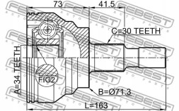 Febest 1610-164R Шрус (граната) на півось 1610-164r febest