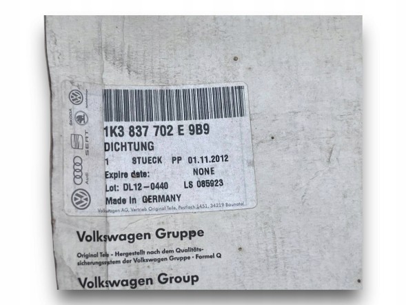 Volkswagen OE W190 УЩІЛЬНЮВАЧ ЗОВНІШНЬОЇ ДВЕРІ VW ГОЛЬФ V ПЕРЕДНІЙ ПРАВИЙ 1К3837702Е !J