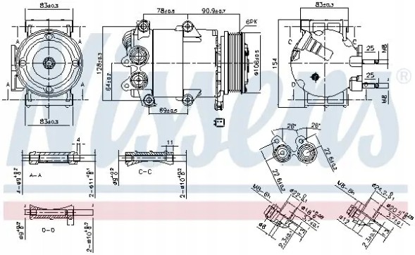 Nissens 890392 Компресор компресора кондиціонера 890392 nissens