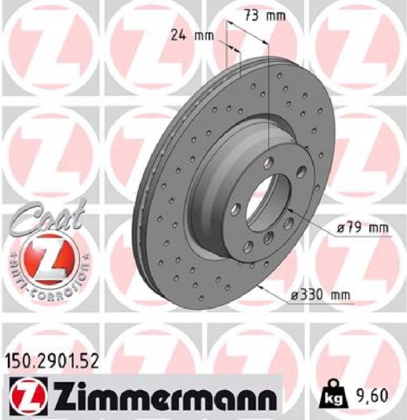 Zimmermann 150.2901.52 Гальмівний диск передній bmw 4 2,0b 16-