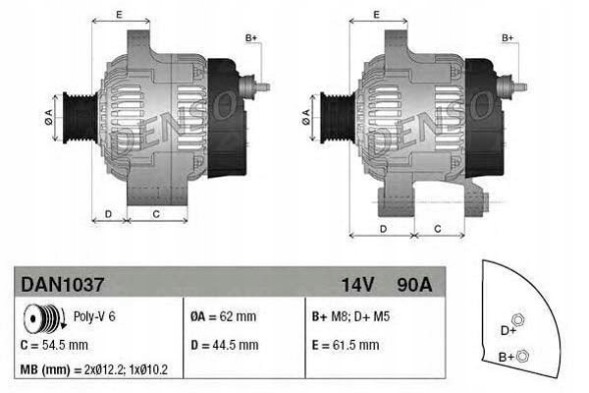 Denso DAN1037 Альтернатор альфа ромео dan1037 den