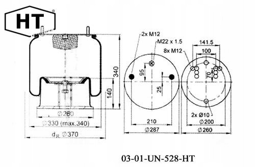 HT 03-01-UN-528-HT ПОДУШКА СИЛЬХА 1D28A13 MERCEDES SEMITRAILER/WEWELER 1D28A13
