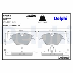 LP1962 DELPHI Комплект гальмівних колодок з 4 шт дисків