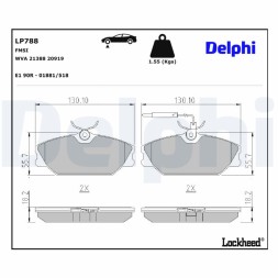 LP788 DELPHI Комплект гальмівних колодок з 4 шт дисків