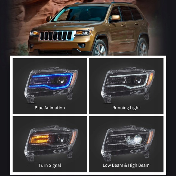 ВЛАНД YAA-DQ-0509-2B32C-3 Фари лампи kpl vland led lift-look jeep grand cherokee wk2 2010-2013