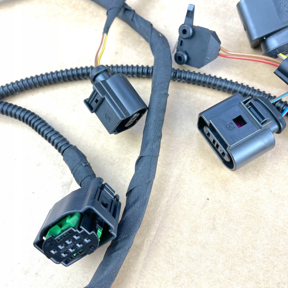 Volkswagen OE 7E0971114 , 7E0971114DE , NOWA wiązka przód Radar, otwieranie maski, czujnik temperatury VW T5 LIFT Комплект проводки бампера переднього PDC Радар Галоген НОВИЙ OE