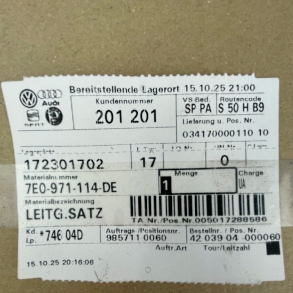Volkswagen OE 7E0971114 , 7E0971114DE , NOWA wiązka przód Radar, otwieranie maski, czujnik temperatury VW T5 LIFT Комплект проводки бампера переднього PDC Радар Галоген НОВИЙ OE