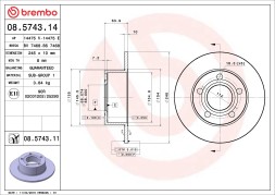 08 5743 11 BREMBO Диск гальмівний