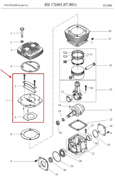 Polmo 601.07.005.02.6 Клапанна пластина комплектна компресорів hs 17.X , 601.28.. , 602.11.901 -Polmo