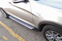 CP BMW X3 F25 STOPNIE ALUMINIOWE PROGI PODPROŻA Z ALUMINIUM 2013-2018 Алюмінієві пороги для BMW X3 F25, накладки на пороги з алюмінію 2010-2017