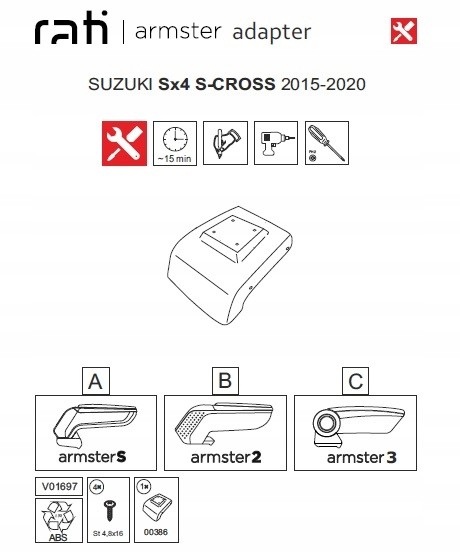 Rati 85.V01697 Підлокітник Armster 3 Suzuki Sx4 S-CROSS 2015-20 рр