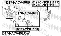 0174 ACV40UP FEBEST ВТУЛКА НАПРЯМНА СУПОРТА ГАЛЬМІВНОГО ПЕРЕДНЬОГО