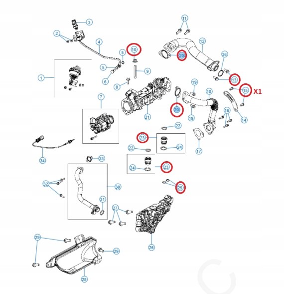 Mopar 6000630159 НАБІР УЩІЛЬНЕНЬ ОХОЛОДЖУВАЧА EGR JEEP GRAND CHEROKEE WK2 3.0 TD 14-23 MOPAR