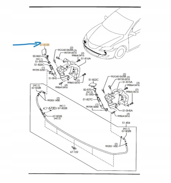 Mazda OE Кришка права омивача фари - Mazda 6 BK BS3N518G2A96