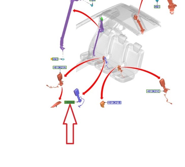 Ford OE 2339476 Пряжка ременя безпеки права сторона задній Ford S-MAX/GALAXY CDR 2015-2023