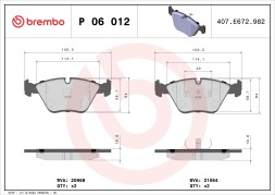 P06012 BREMBO Комплект гальмівних колодок з 4 шт дисків