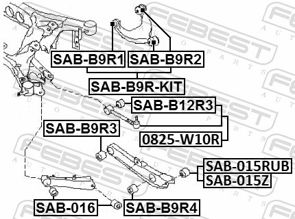SAB B9R2 FEBEST САЙЛЕНТБЛОК ЗАДНЬОГО ВЕРХНЬОГО ВАЖЕЛЯ КОМПЛЕКТ