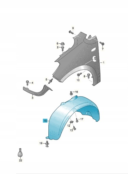 Volkswagen OE 1S0809962F передня права арка крила ASO VW SKODA SEAT
