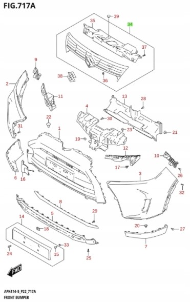 Suzuki OE 72110-63U00-E9D SUZUKI VITARA 2024 - ГРИЛЬ АТРАПА VITARA 2024