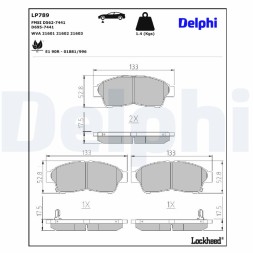 LP789 DELPHI Комплект гальмівних колодок з 4 шт дисків