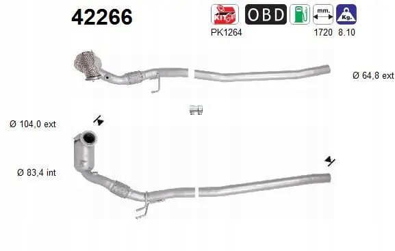 AS 42266 Каталізатор випуск євро 6 42266 as audi seat skoda