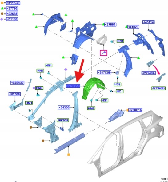 Ford OE JM2B-R280K73-AA JM2Z58278B50A АРКА ПРАВА ЗАДНЯ FORD S-MAX GALAXY 2018- OE 2322184 _ JM2B-R280K73-AA