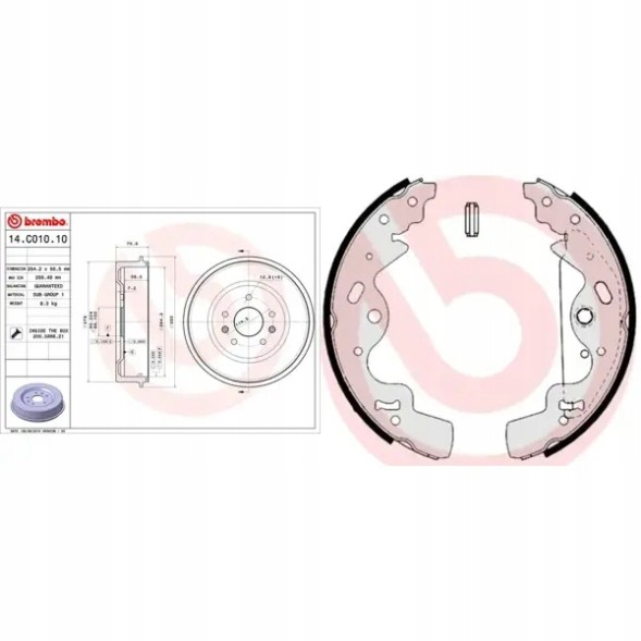 Brembo S 44 506 14.C010.10 Набір гальмівні барабани + щелепи BREMBO