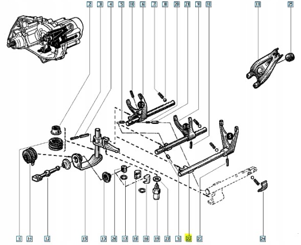 Renault OE Б/у вилки перемикання передач Renault 5 19 OE 7700725908