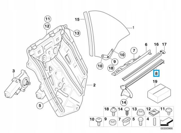 51377894363 BMW OE Декоративна планка лівого заднього скла Чорний глянець для BMW E46 Кабріолет