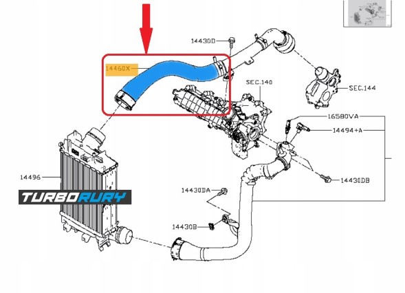 Turborury 2506700033617 Шнур трубка турбо шланг інтеркулера nissan qashqai iii 1.3dig-t 14460-6ub0a